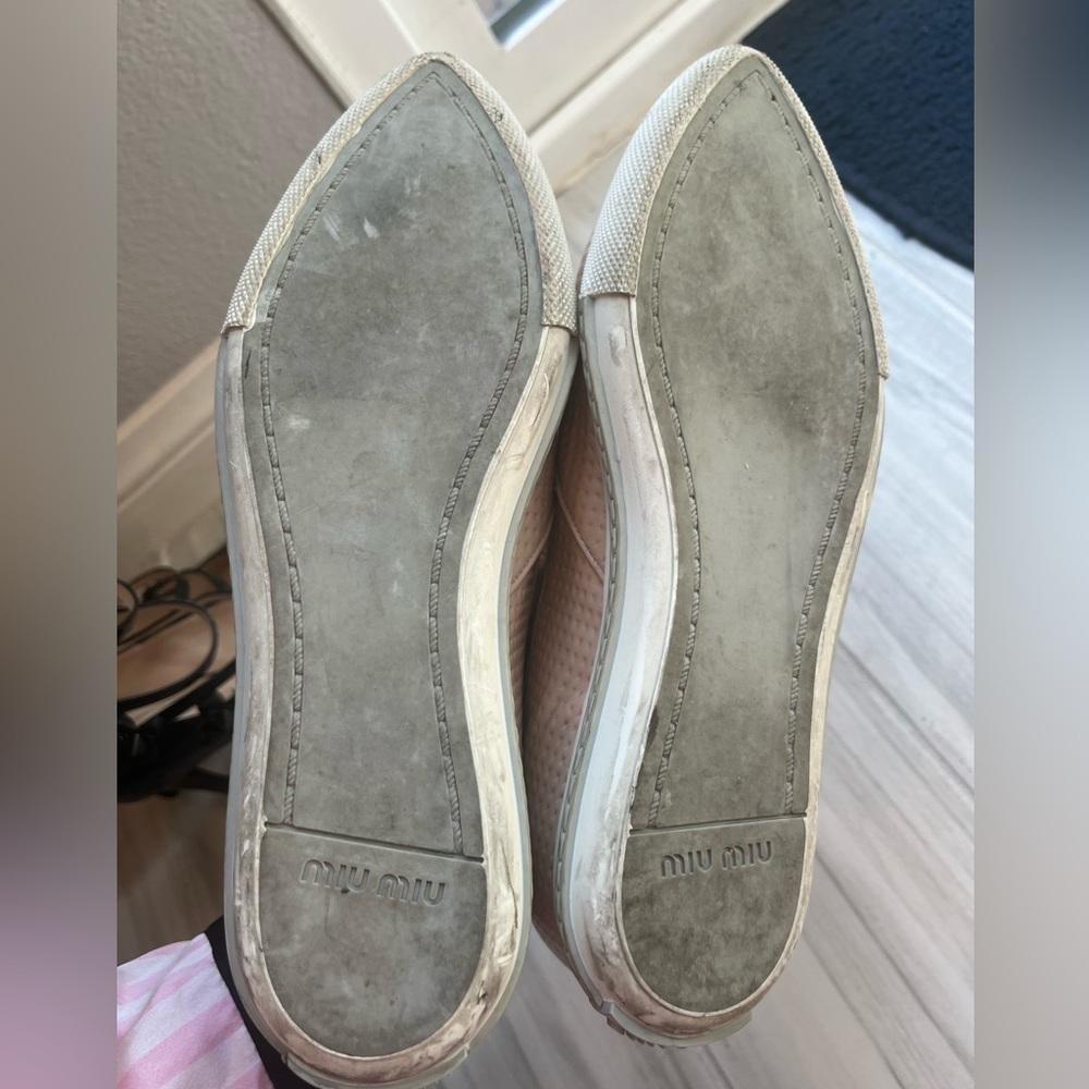 Pre Owned Authentic Miu Miu Flats Size 6 In Peach - image 4